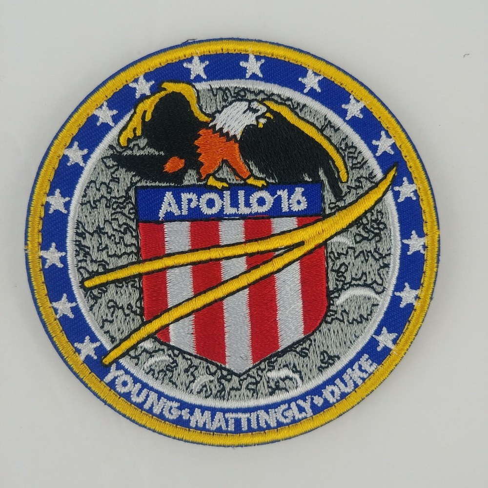 NASA Apollo 16 Mission Patch Unisex OS Blue Red White Young Mattingly Duke Eagle